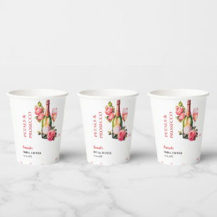 Blumenblätter und Prosecco Brautparty Pappbecher