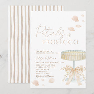 Blumenblätter und Prosecco Elfenbogen-Junggesellin Einladung