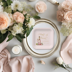 Blumenblätter und Prosecco Florale elegante Bridal Pappteller