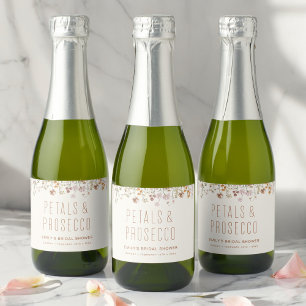 Blumenblätter und Prosecco Wildblumen-Brautjungfer Schaumweinetikett