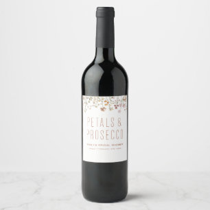 Blumenblätter und Prosecco Wildblumen-Brautjungfer Weinetikett