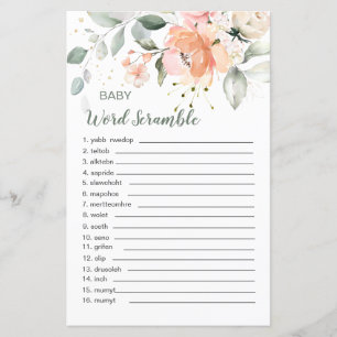 Blumenblätterblatt Baby Word Scramble Game Paper