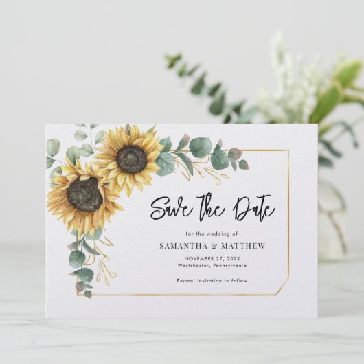 Blumenblättergarten Sonnenblume Save The Date (Stehend Vorderseite)