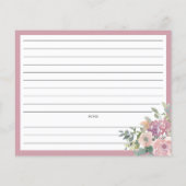 Blumenblätterkarte der Dusty Rose Brautparty Rezep (Rückseite)