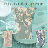Blumenblättern Cream Shades auf Pale GreenTeal Badhandtuch Set