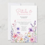 Blumenblättern und Prosecco-Brautparty Einladung (Vorderseite)