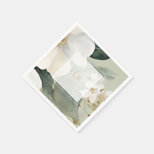 Blumenblätterüberlagerungen und -initialen serviette (Ecke)