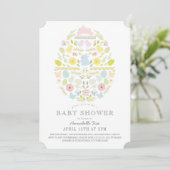 Blumenblätterung Ostereier Bunny Baby Dusche Einladung (Stehend Vorderseite)