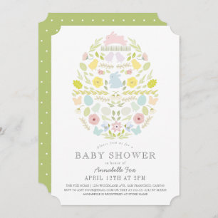 Blumenblätterung Ostereier Bunny Baby Dusche Einladung