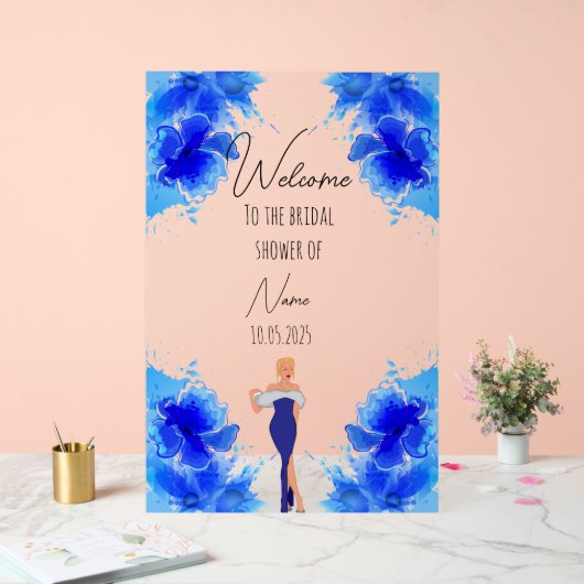 Blumenblau-Acryl-Brautparty Acrylschild (Hochzeit)