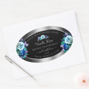Blumenblau Aquamarine Rose Produktkennzeichnungen Ovaler Aufkleber
