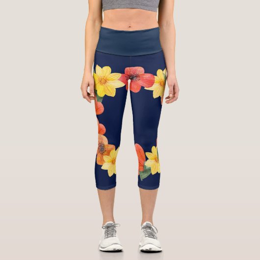Blumenblau  capri leggings (Vorderseite)