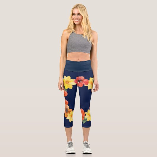 Blumenblau  capri leggings (Vorderseite)