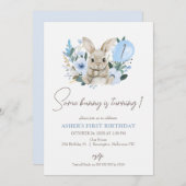 Blumenblau, ein Sonnenschein macht einen 1. Geburt Einladung (Vorne/Hinten)