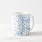 Blumenblau Einfache Mandala Circle Minimalistisch Kaffeetasse (VorderseiteRechts)