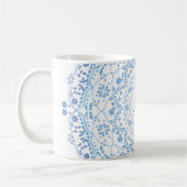 Blumenblau Einfache Mandala Circle Minimalistisch Kaffeetasse (Links)