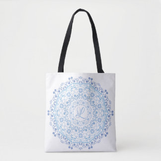 Blumenblau Einfache Mandala Circle Minimalistisch Tasche