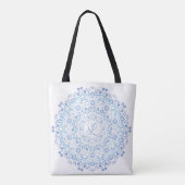 Blumenblau Einfache Mandala Circle Minimalistisch Tasche (Rückseite)