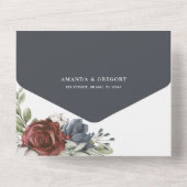 Blumenblau | Elegante Hochzeit All In One Einladung (Rückseite)