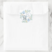 Blumenblau Elephant Baby Dusche Quadratischer Aufkleber (Tasche)