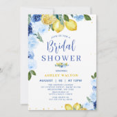 Blumenblau Gelbgelbe Lemon Themed Brautparty Einladung (Vorderseite)