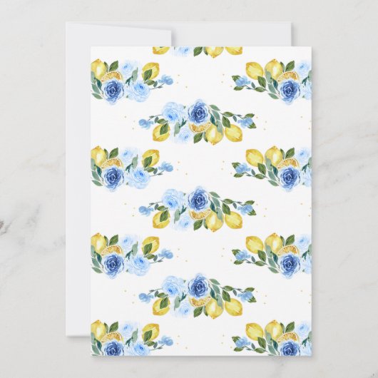 Blumenblau Gelbgelbe Lemon Themed Brautparty Einladung (Rückseite)