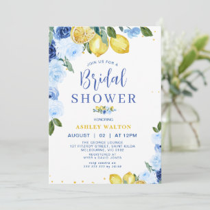 Blumenblau Gelbgelbe Lemon Themed Brautparty Einladung