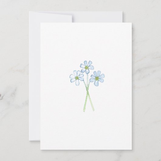 Blumenblau Grünes Kreuz Einfache Taufe Einladung (Rückseite)