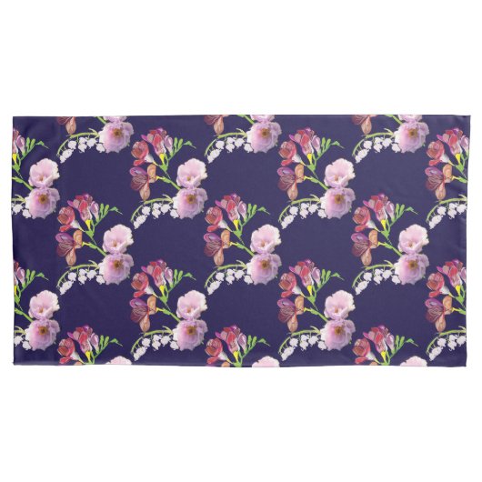 Blumenblau Kissenbezug (Vorderseite-Links)