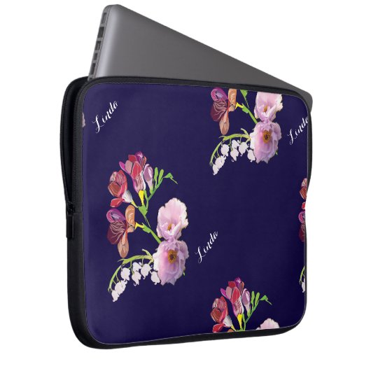 Blumenblau Laptopschutzhülle (Vorne Rechts)