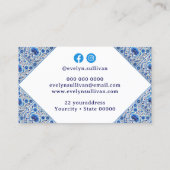 Blumenblau, mediterrane Fliesen - Visitenkarte (Rückseite)