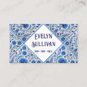 Blumenblau, mediterrane Fliesen - Visitenkarte (Vorderseite)
