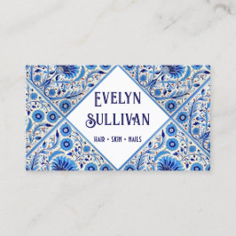 Blumenblau, mediterrane Fliesen - Visitenkarte