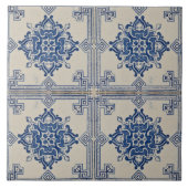 Blumenblau Moderne portugiesische Azulejos dekorie Fliese (Vorderseite)