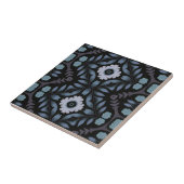 Blumenblau-Muster mit Folkloremotiven Fliese (Seite)