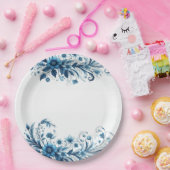 Blumenblau Pappteller (Party)