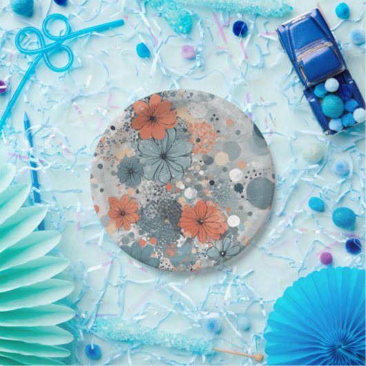 Blumenblau Pappteller (Party)