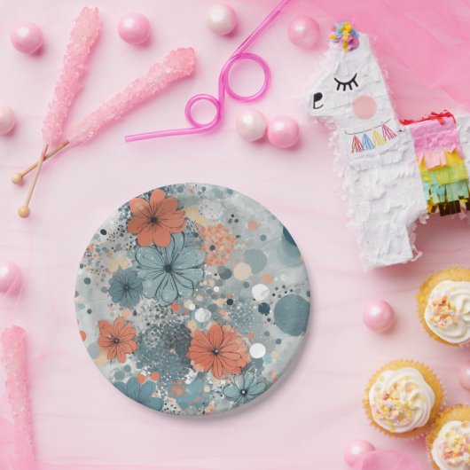 Blumenblau Pappteller (Party)