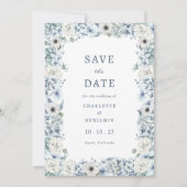 Blumenblau Save The Date (Vorderseite)