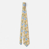 Blumenblau und gelbe Blumen Neck Tie Necktie Krawatte (Rückseite)