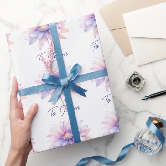 Blumenblau und Lila zur Mama Geschenkpapier (Schenken)