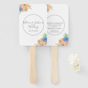Blumenblau und Pfirsichblütenhochzeit Fächer