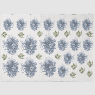 Blumenblau und Vintages Weiß - Englisch-Dekoupage Seidenpapier