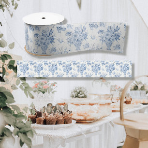 Blumenblau und Weiß Chinoiserie Vases Bridal Satinband