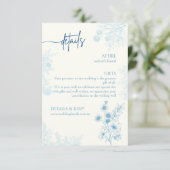 Blumenblau und Weiß für Hochzeiten und UAWG RSVP Karte (Stehend Vorderseite)