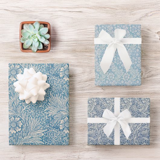 Blumenblau Vintag Morris Blume Muster Geschenkpapier Set