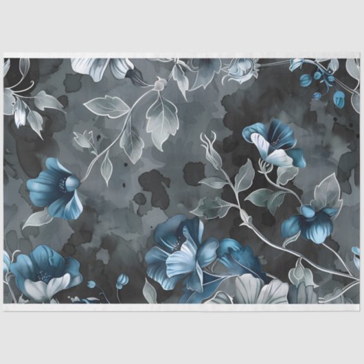 Blumenblau, Vintager Hintergrund Seidenpapier (Vorderseite)