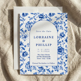 Blumenblau Vintager Stil Save The Date