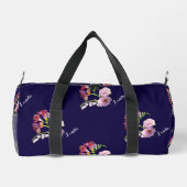 Blumenblau w/Name Druckknopfdruck Nähtasche Duffle Bag (Rückseite)