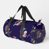Blumenblau w/Name Druckknopfdruck Nähtasche Duffle Bag (Rechte Ecke)